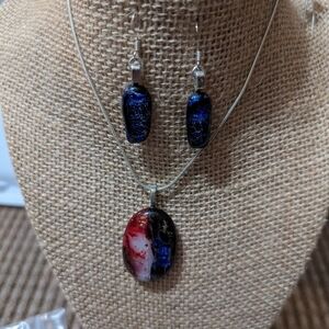 9. Modern Necklace .925 silver 10" drop with earrings chain is 20" long # 25